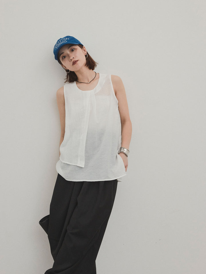 [SET] 透視褶皺不對稱襯衫 + 透視褶皺不對稱襯衫 (2 件套)