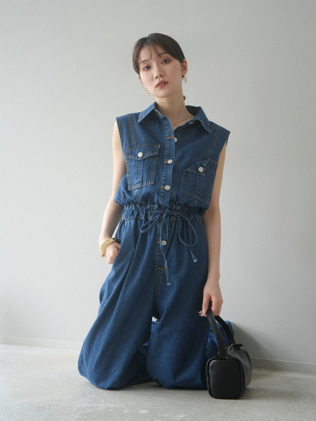 【預購】口袋設計牛仔連身衣/藍色