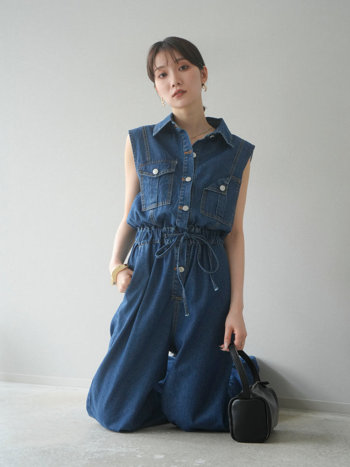 【預購】口袋設計牛仔連身衣/藍色