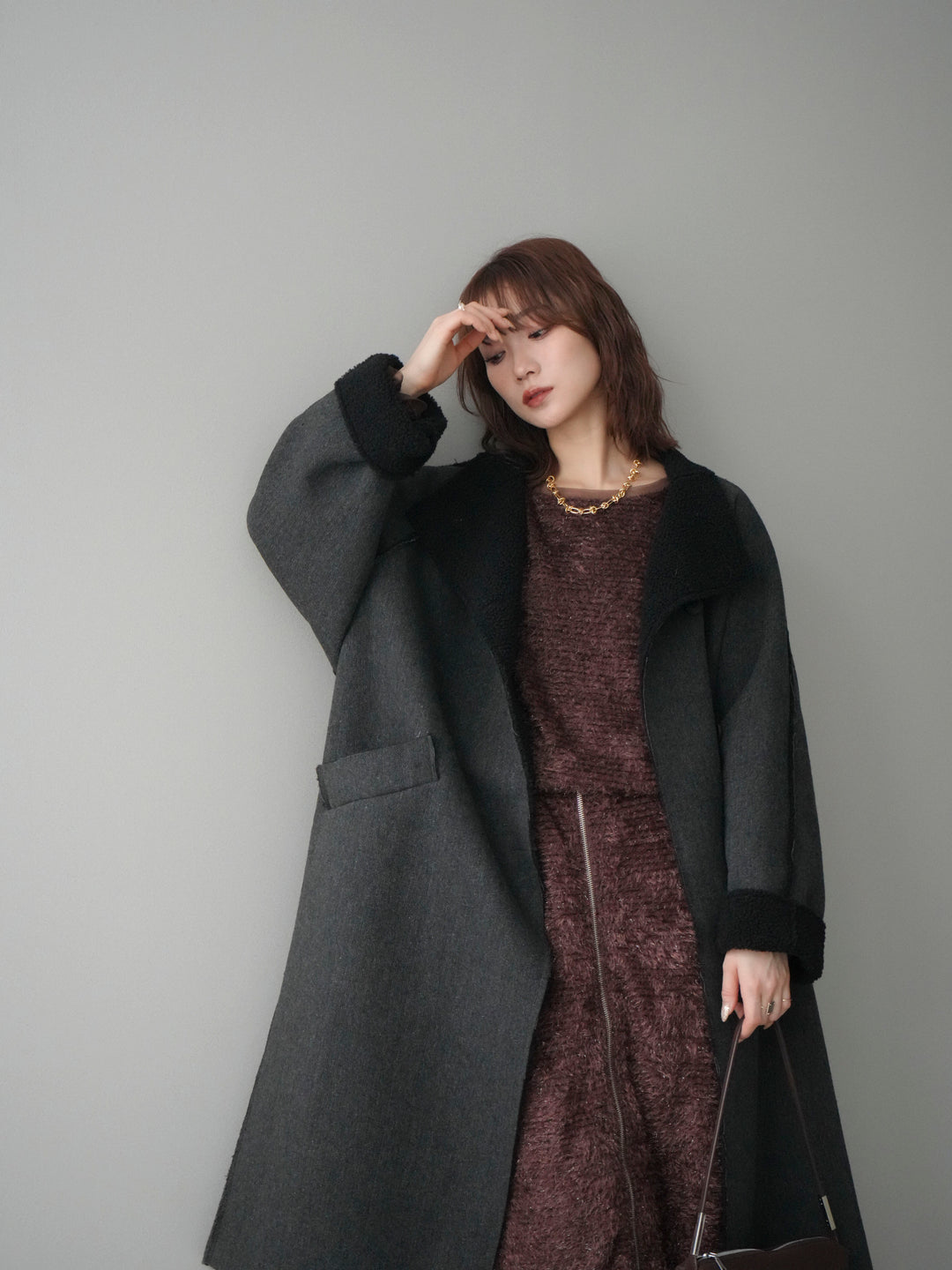 [予約]アウトシーム裏ボアコート/black