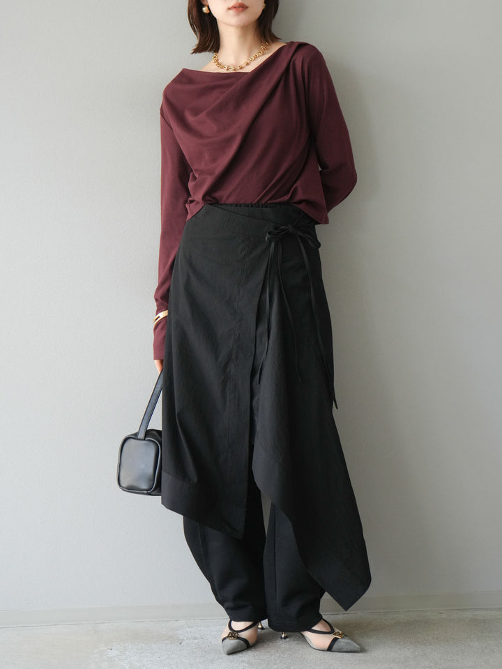 [予約]ドレープデザインカットソー/ブラウン