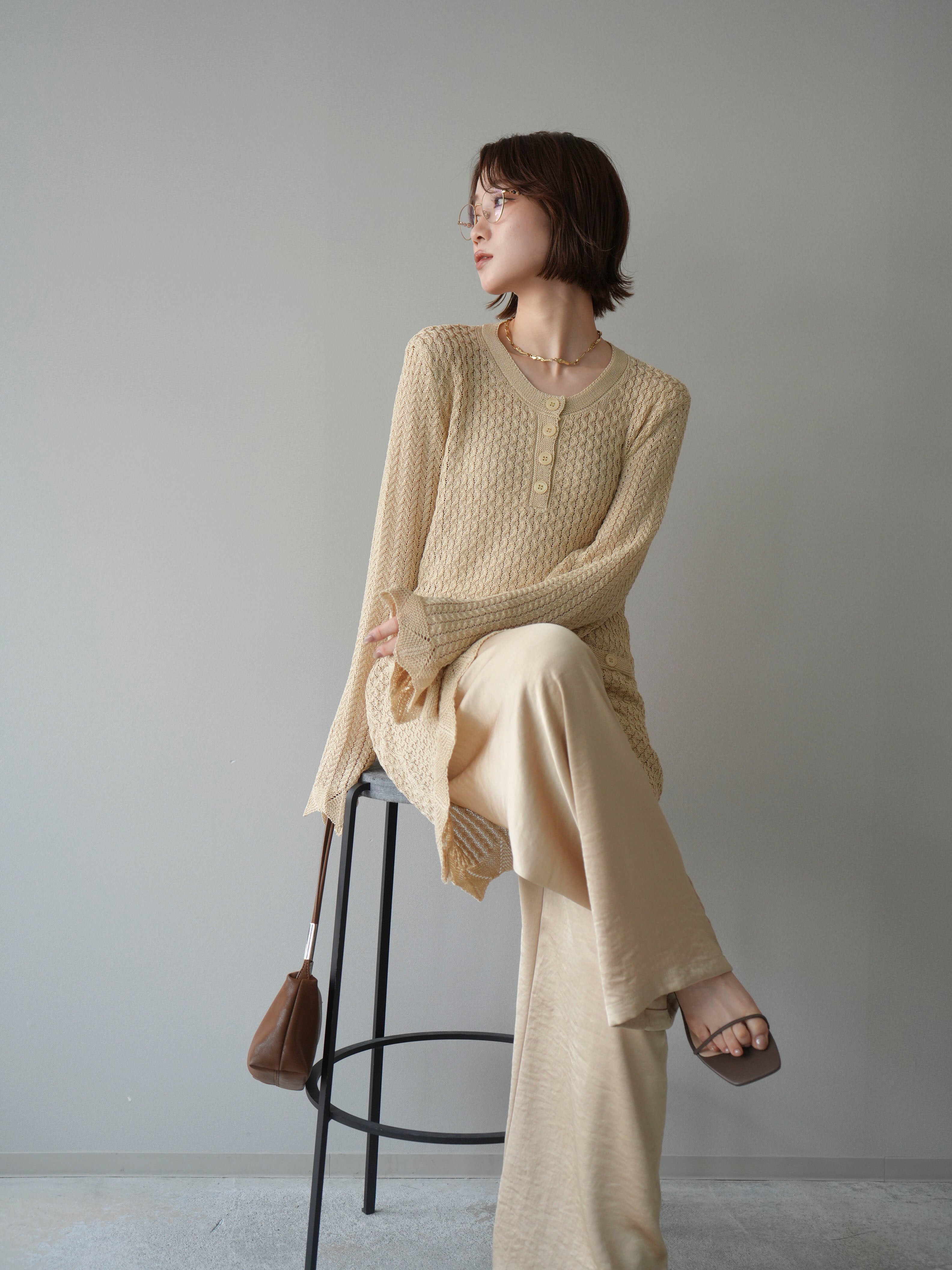 予約]ヘンリーネックニットチュニック//beige – Lumier