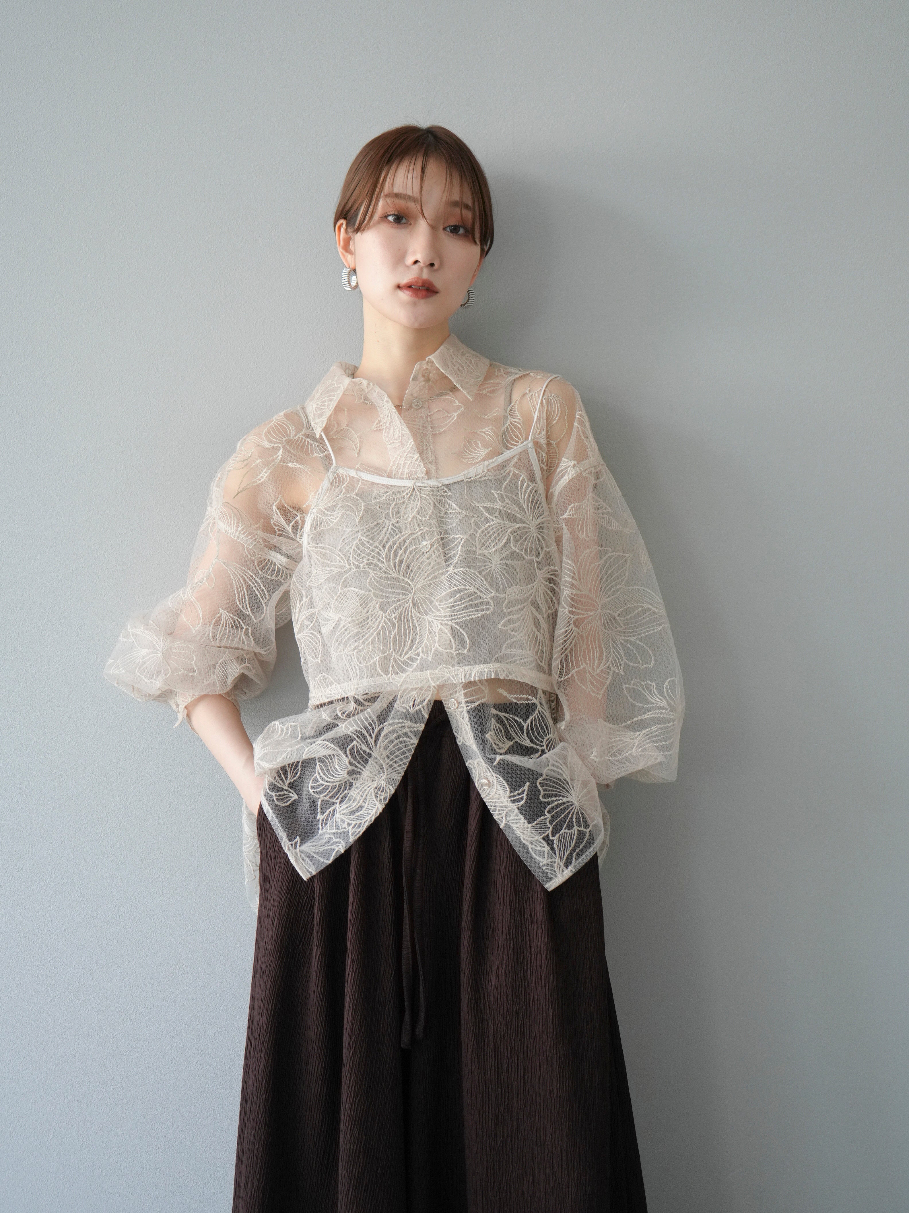 予約]チュールフラワー刺繍ビスチェ/エクリュ – Lumier