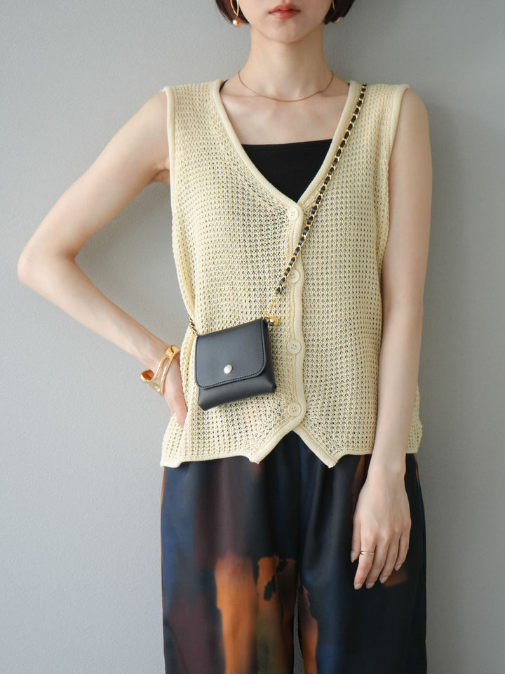【預購】華夫格針織背心/黃色