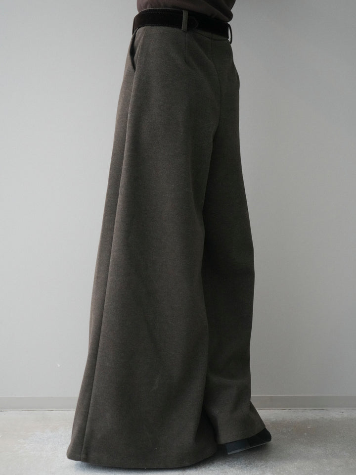 [予約]ベルト付きフロントタックワイドパンツ/brown