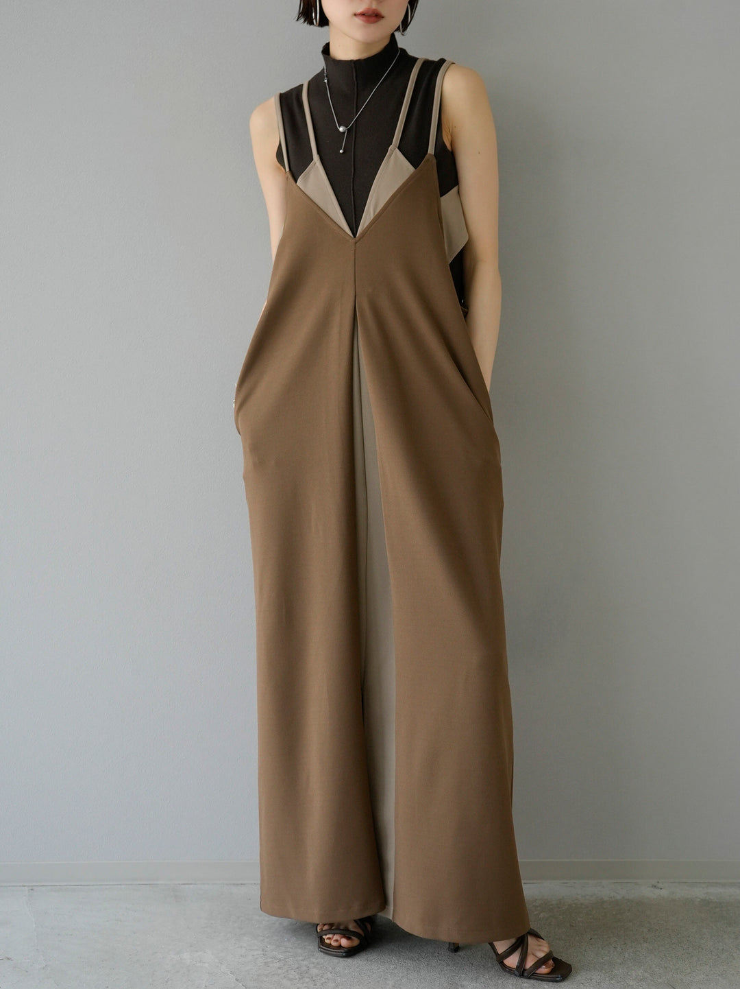 [SET] Bicolor layered design cami dress + Bicolor layered design cami dress (2set)