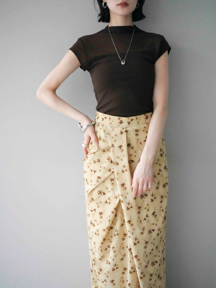 [予約]シアー切替ストレッチトップス/ブラック