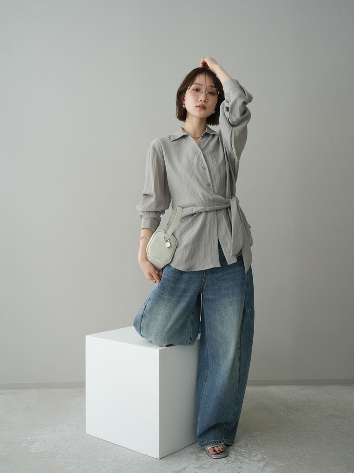 [予約]フロントアシンメトリーブラウス/gray