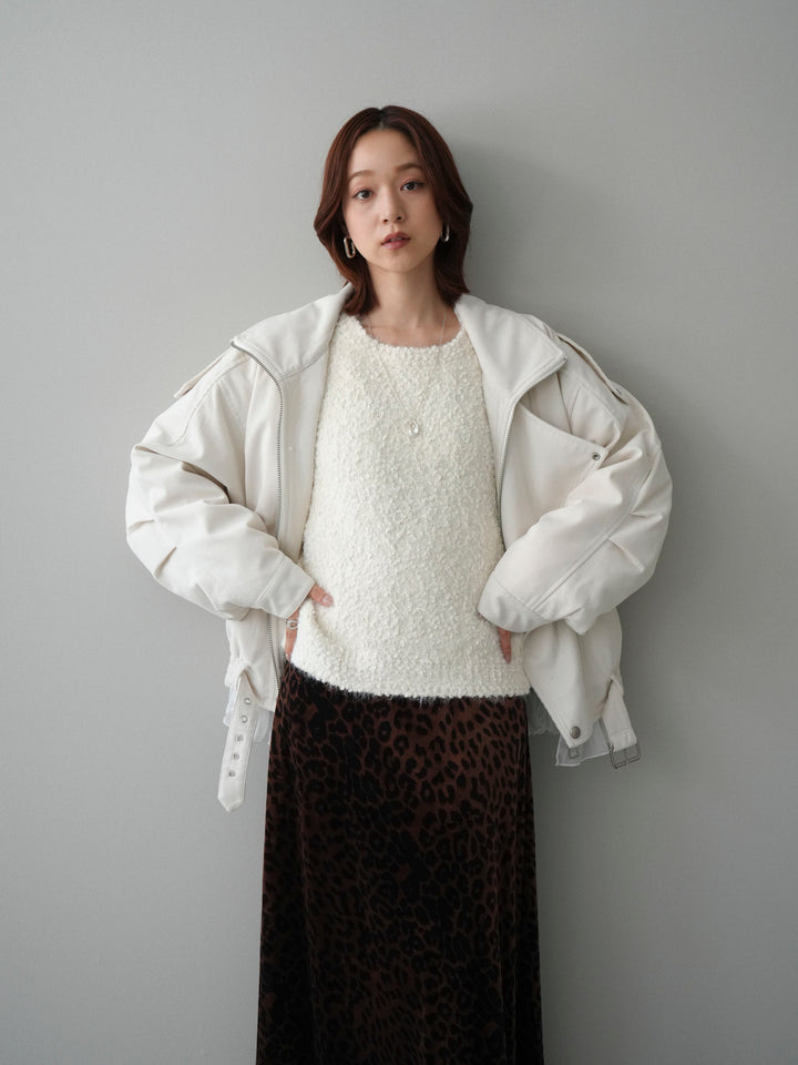 [SET]コーデュロイライダース裾レースブルゾン+レオパードベロアナロースカート(2set)