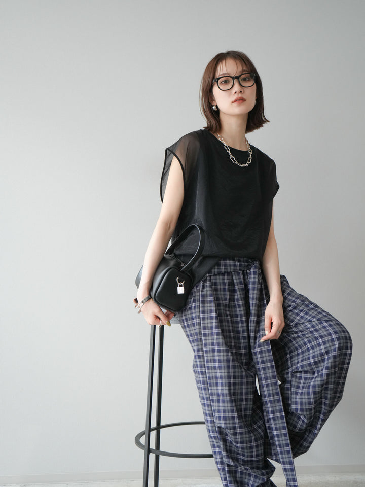 [予約]シアーレイヤードトップス/ブラック