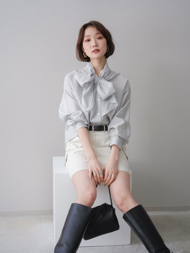 [予約]シアーボウタイブラウス/gray