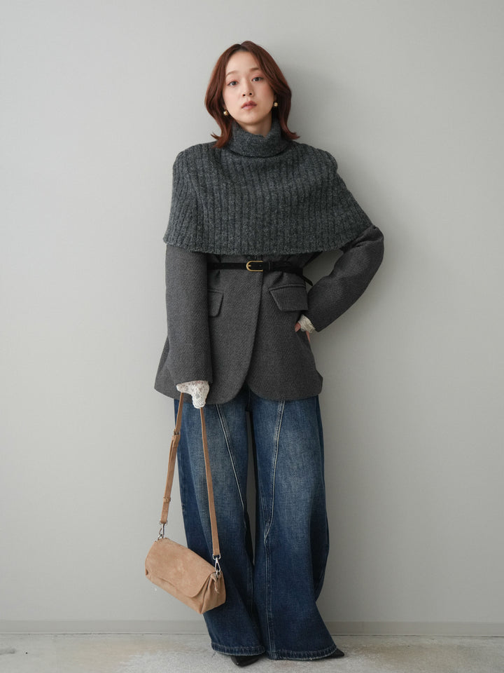 [予約]裏起毛加工デニムカーブパンツ/darkblue