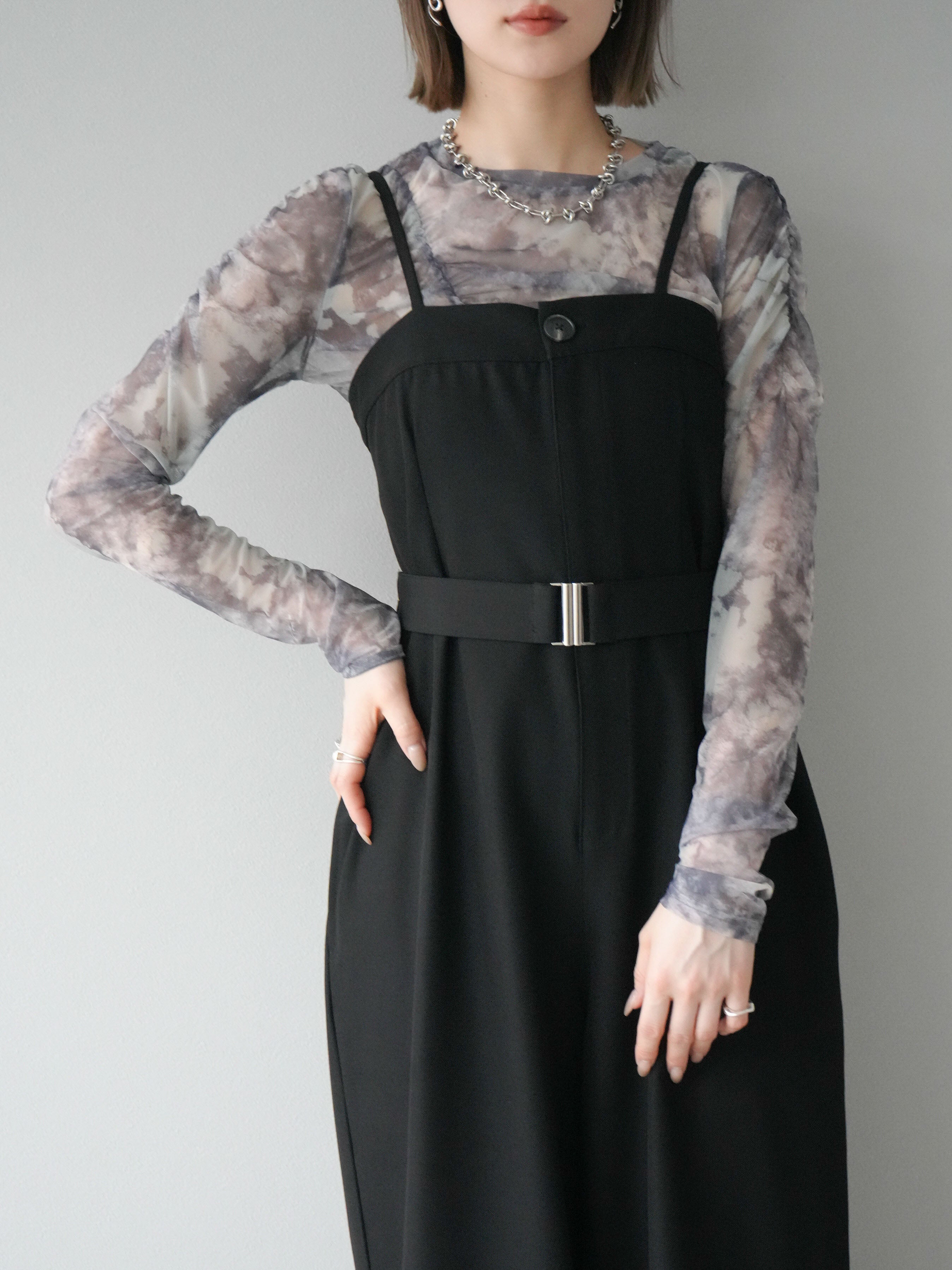予約]ベルト付きベアサロペット/ブラック – Lumier