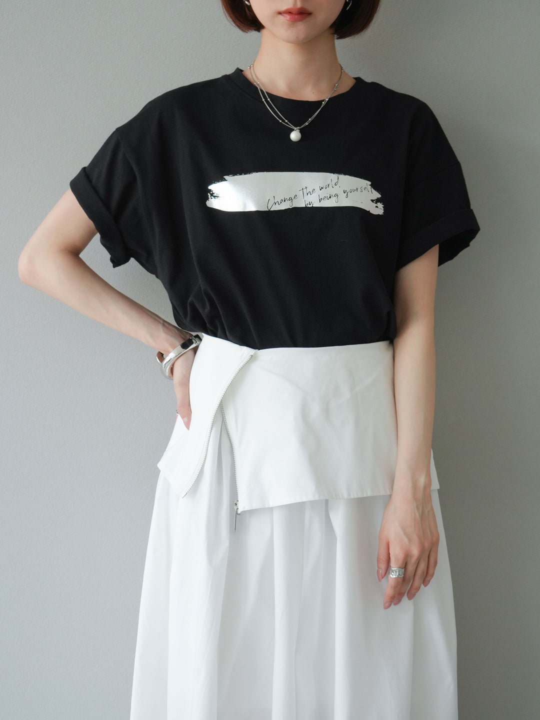 [SET]箔プリントTシャツ+箔プリントTシャツ(2set)