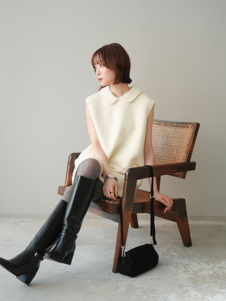 [SET]襟付きブークレミニワンピース+襟付きブークレミニワンピース(2set)