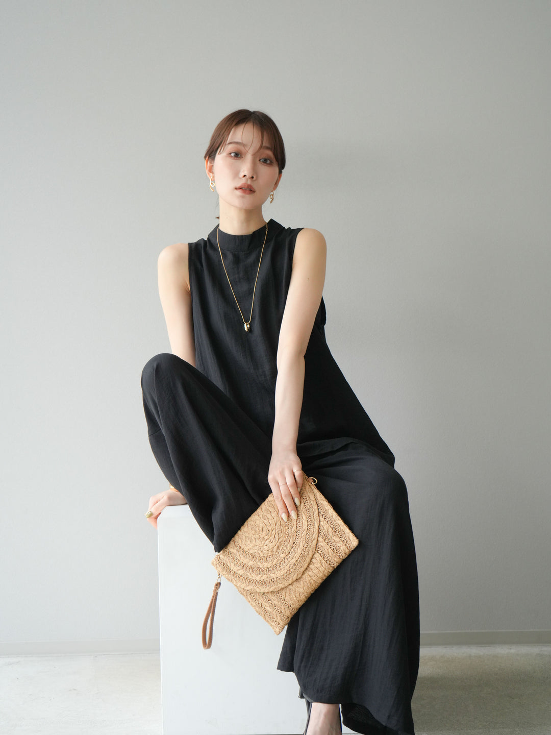 [SET]ホルターネックバックスリットブラウス＆スーパーワイドパンツSET UP(2set)