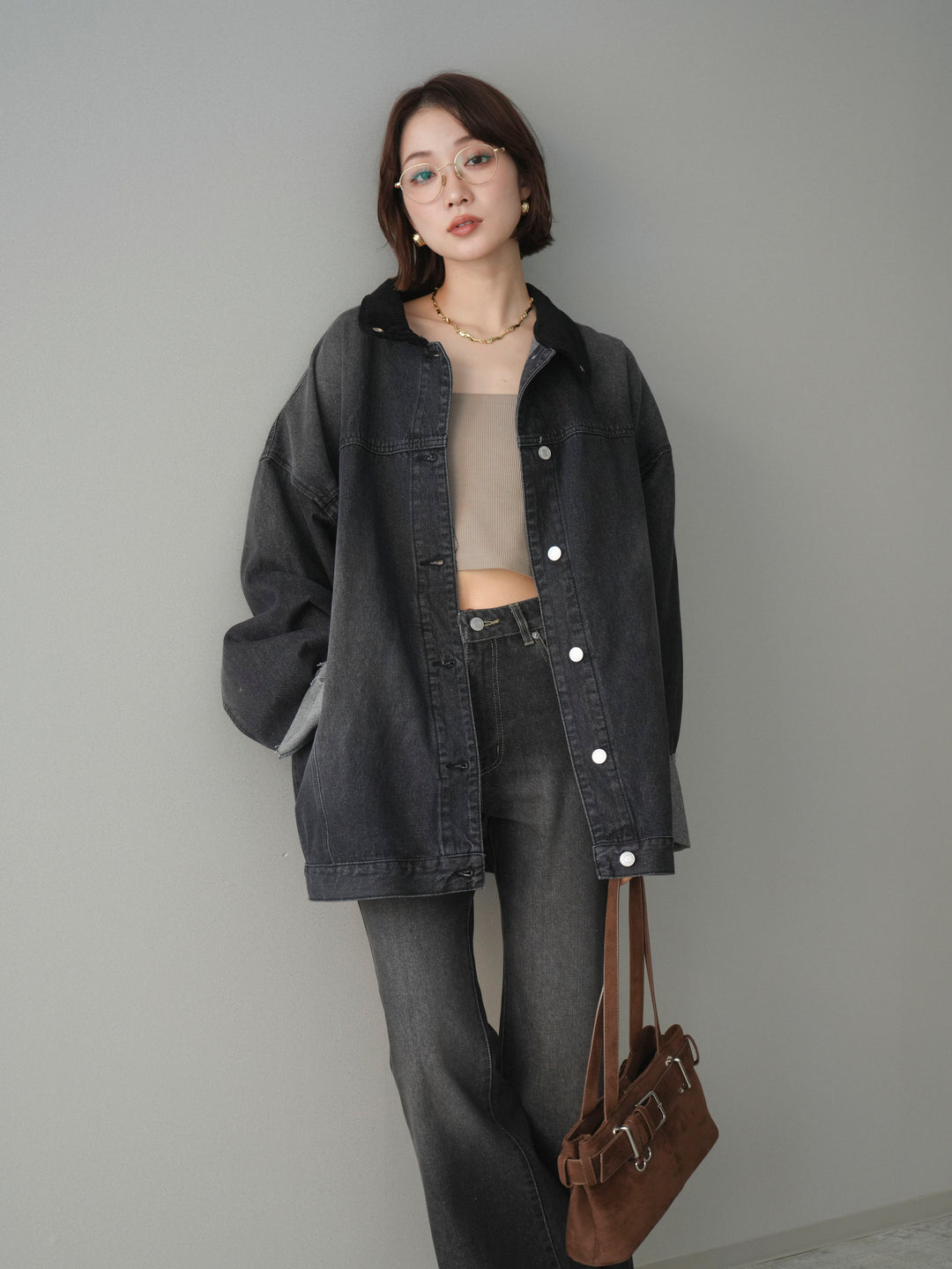 [予約]コーデュロイ×デニムミドルジャケット/gray