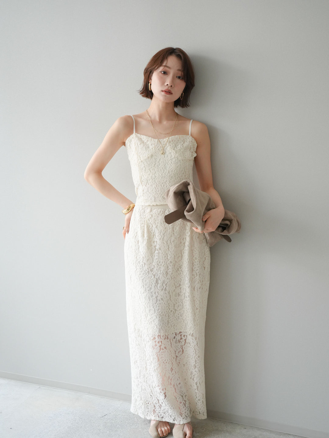 [SET]フルレースキャミ＆IラインスカートSET UP