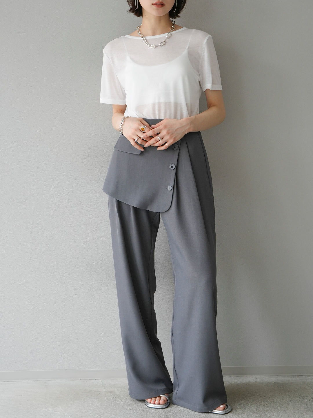 [Pre-order] Front flap slacks pants/gray