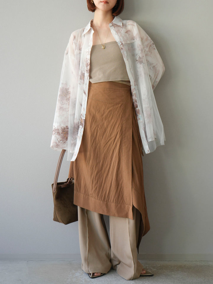 [予約]アシンメトリーレイヤードスカート/ベージュ