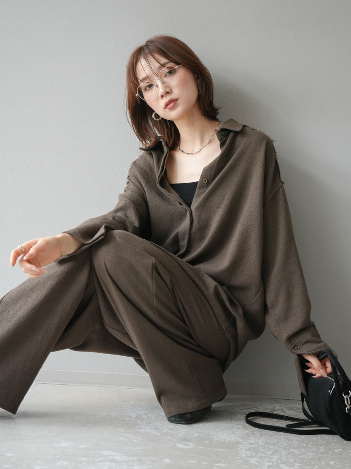 [予約]ネップオーバーシャツ/ブラウン