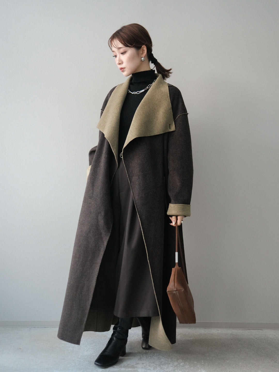 [SET]ベルト付ウールタッチミディアムパンツ+ベルト付ウールタッチミディアムパンツ(2set)