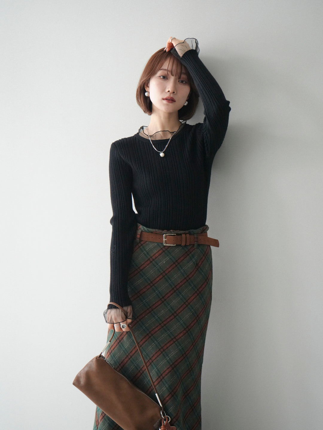 [SET]チュールドッキングリブニットトップス+チュールドッキングリブニットトップス(2set)