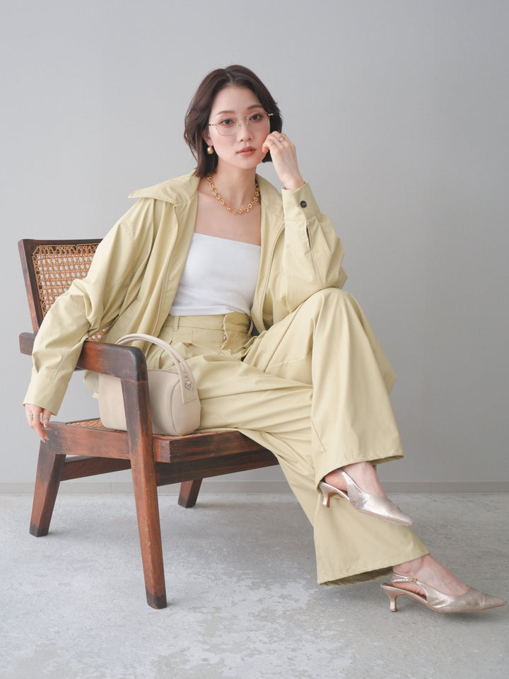 [予約]ウォッシャブルフェイクレザーバルーンジャケット/yellow