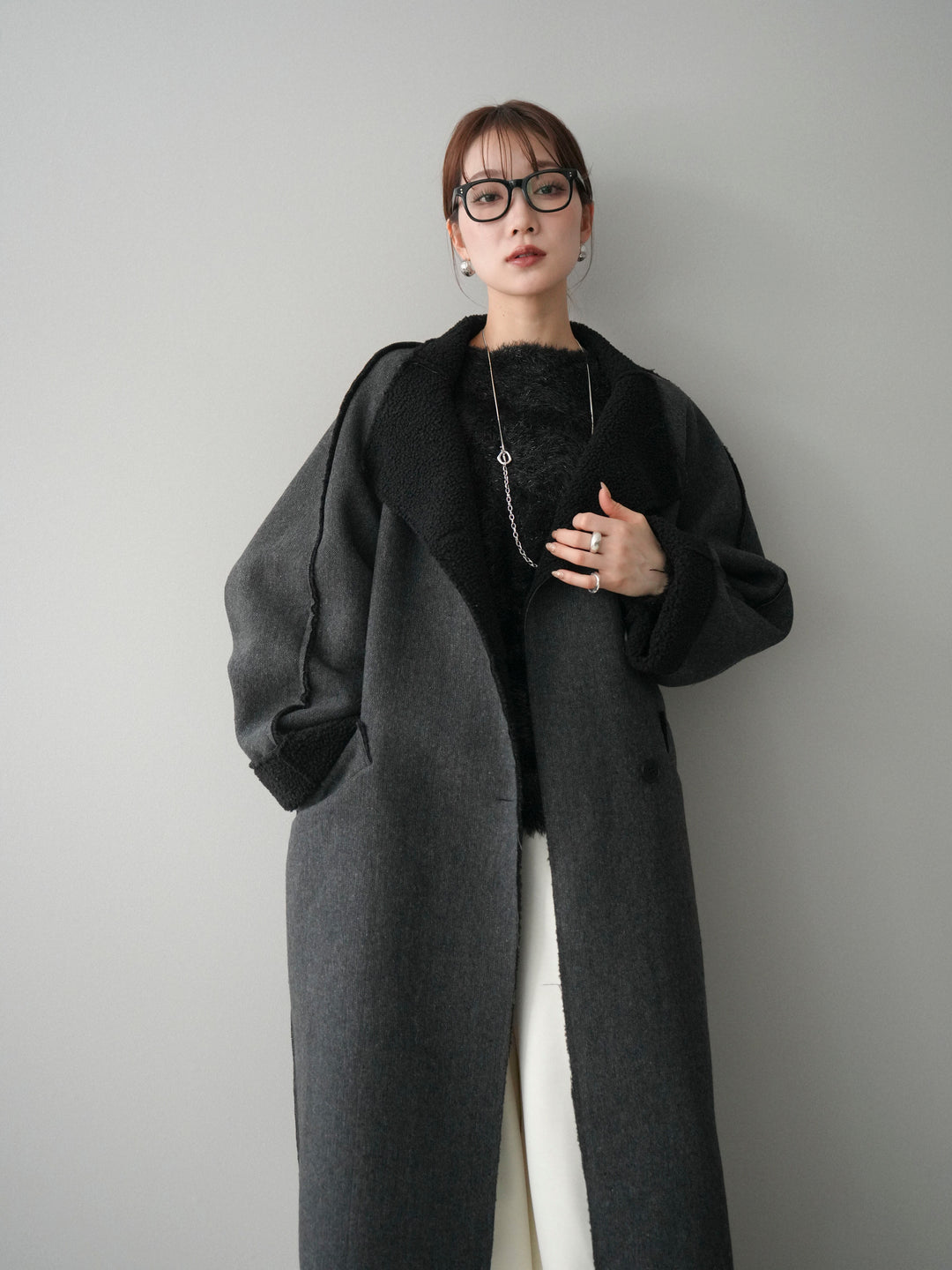 [予約]アウトシーム裏ボアコート/black