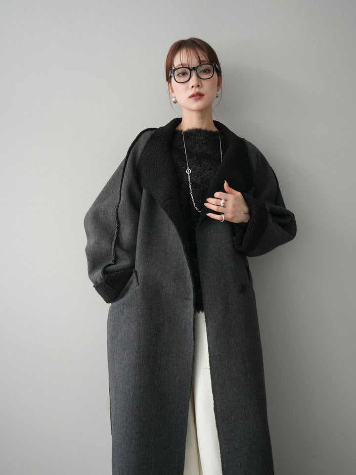 [予約]アウトシーム裏ボアコート/black