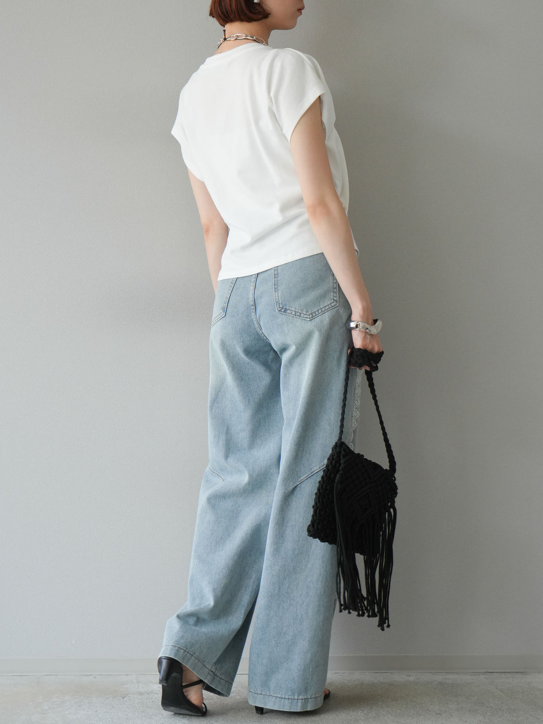 【預購】Line蕾絲牛仔褲/淺藍