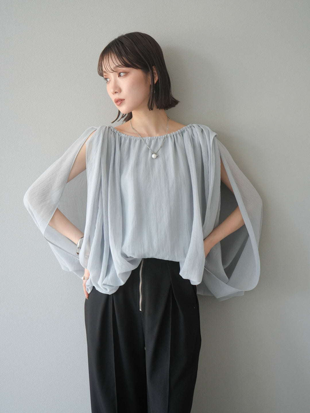 [予約]ラメシアーバルーントップス/ブルー