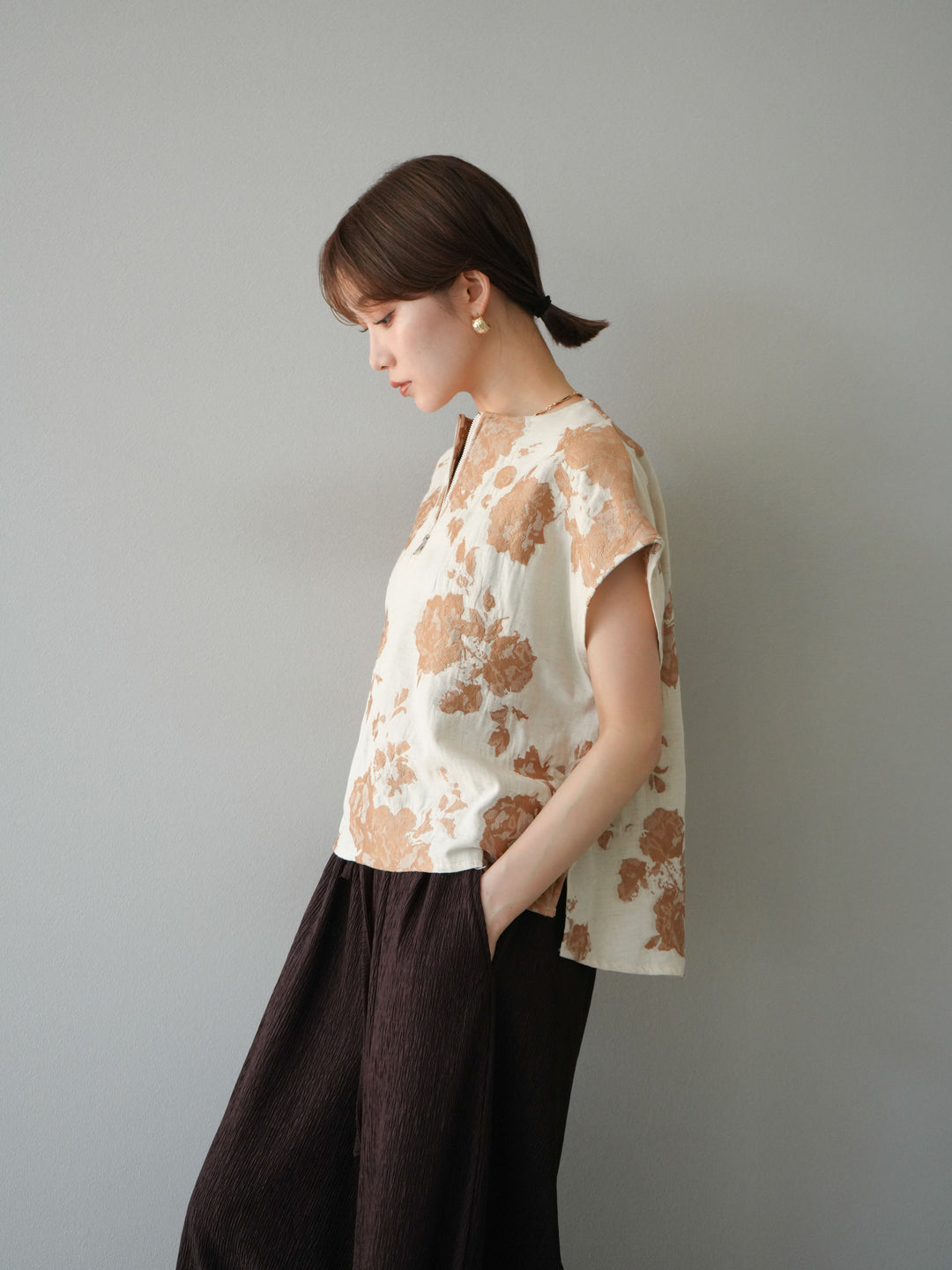 [予約]ジャガードZIPプルオーバー/ベージュ