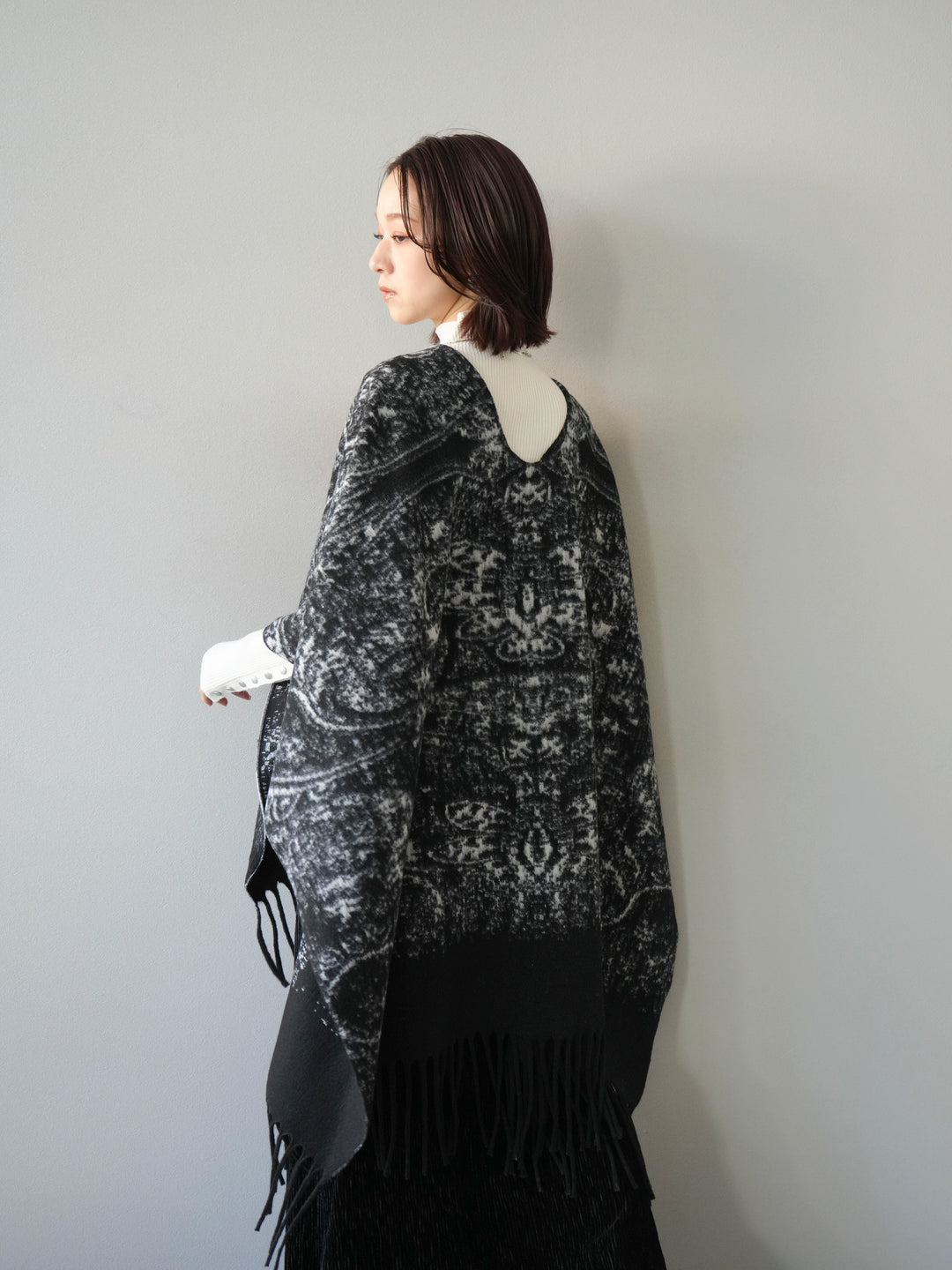 [SET]アブストラクト柄ストールポンチョ+選べるアクセセット(2set)