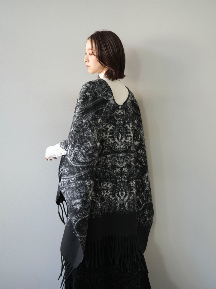 [SET]アブストラクト柄ストールポンチョ+選べるアクセセット(2set)