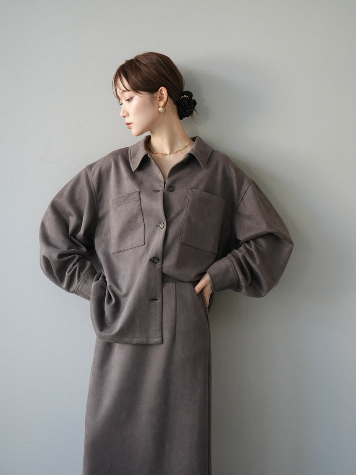 [予約]スエードシャツジャケット/チャコール