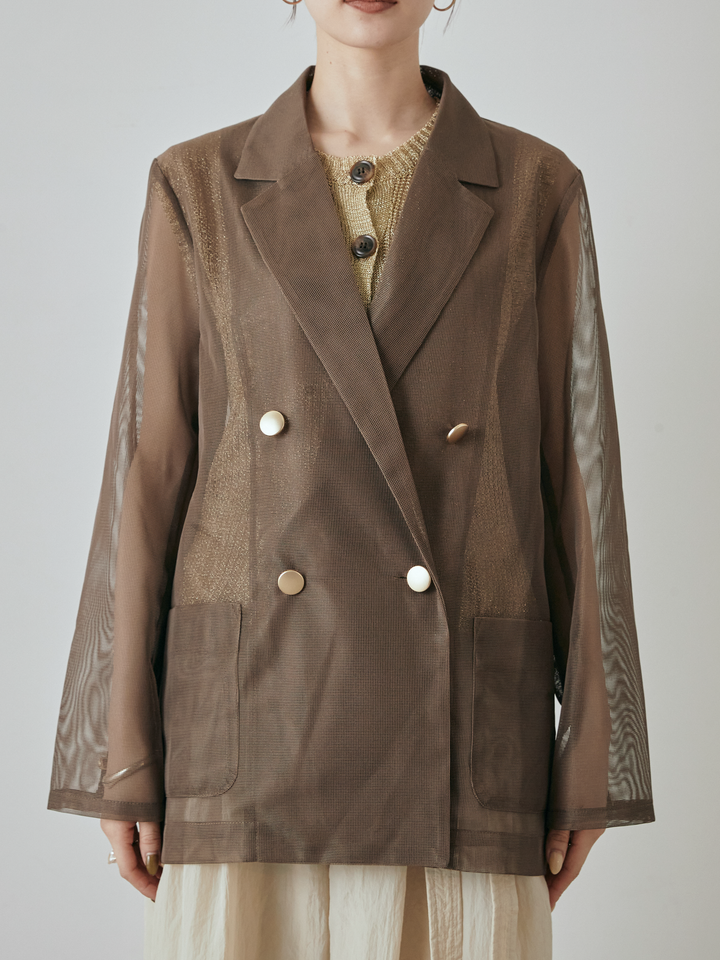 [予約]メッシュテーラードジャケット/モカ