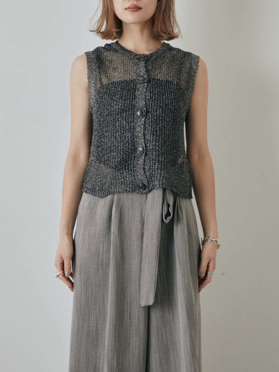 [予約]コードラメニットベスト/ブラック