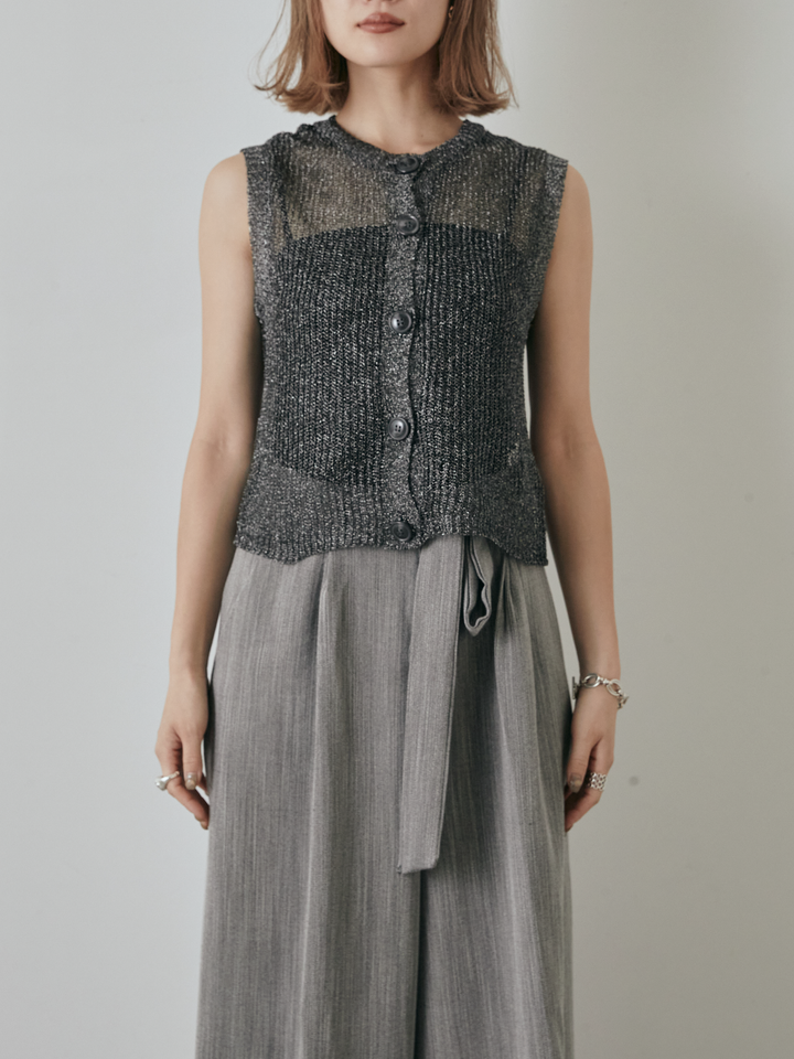 [予約]コードラメニットベスト/ブラック