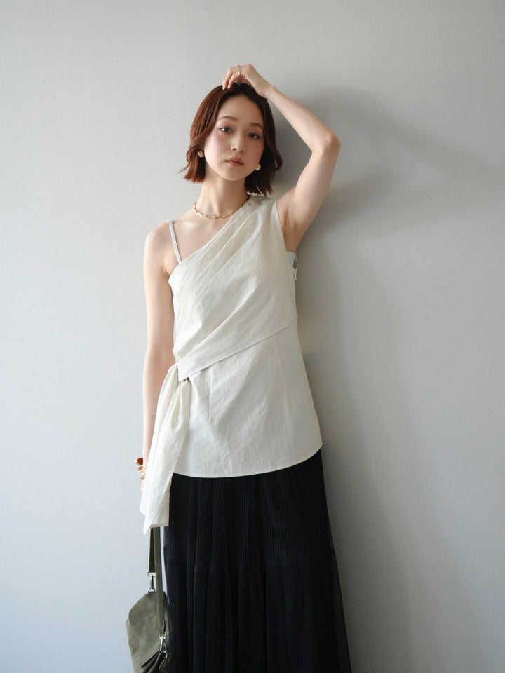[予約]ワンショルダーラップトップス/ivory