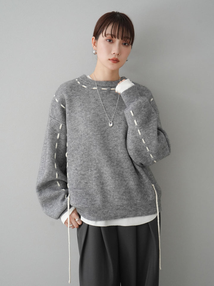 [預訂] 針織設計套頭衫/灰色