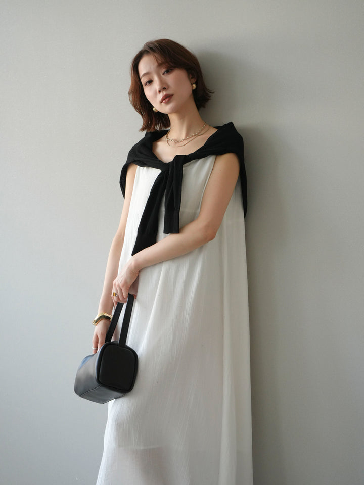 [予約]ラメツイストストラップVバックドレス/white