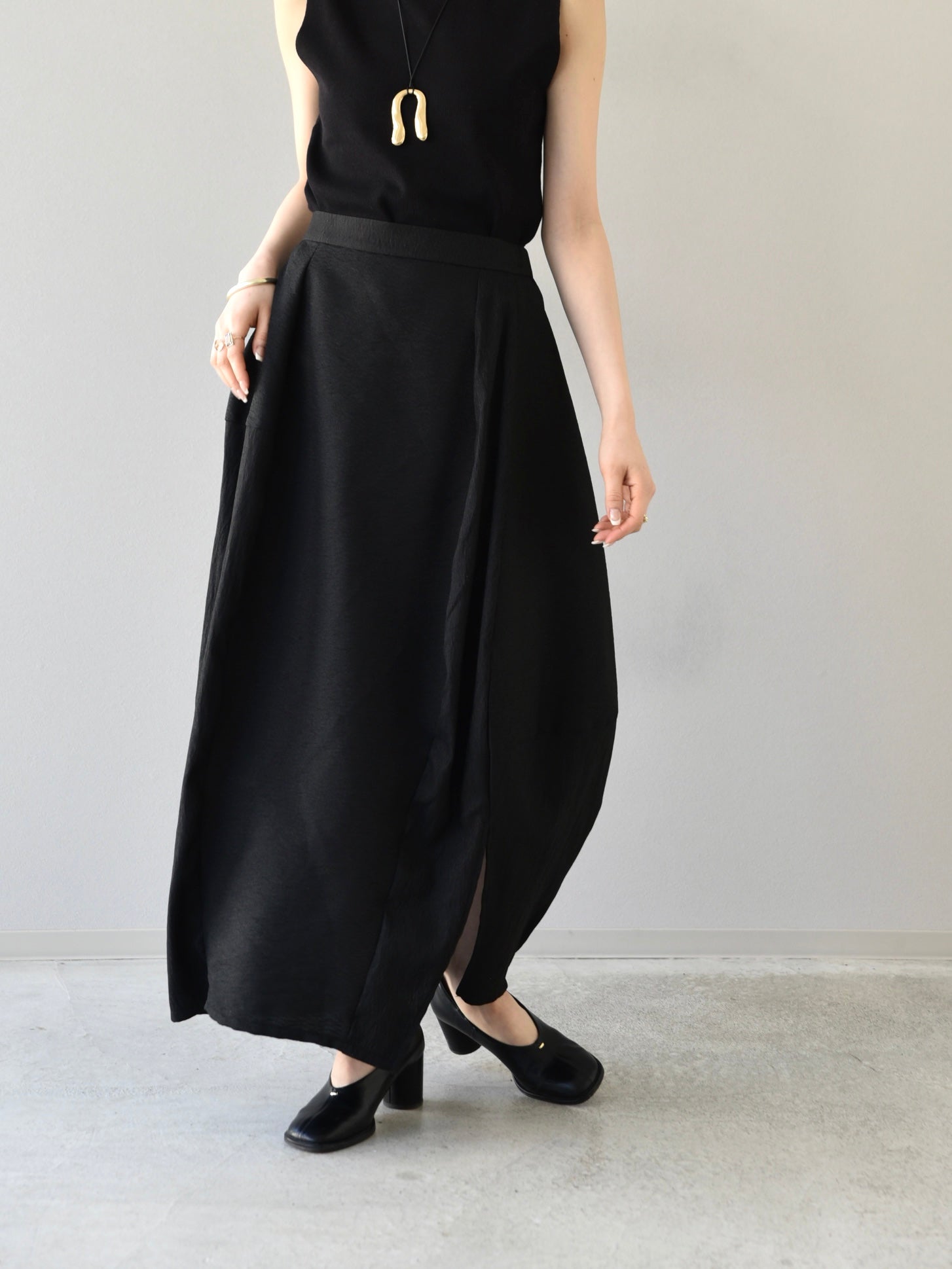 本物の cocoon / eLLa スカート satin (black) skirt memory スカート ...