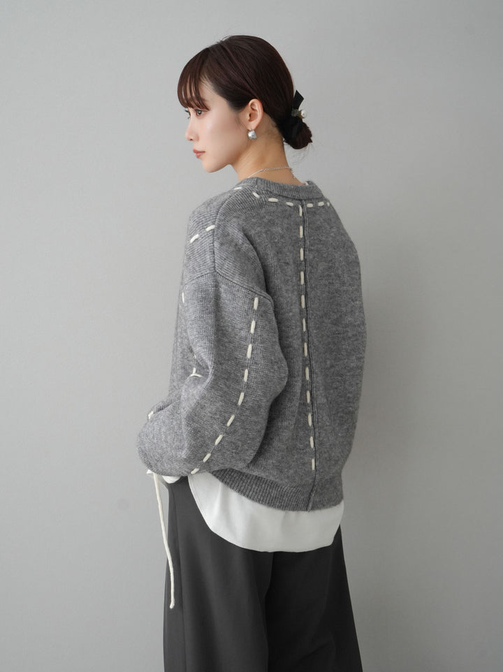 [預訂] 針織設計套頭衫/灰色
