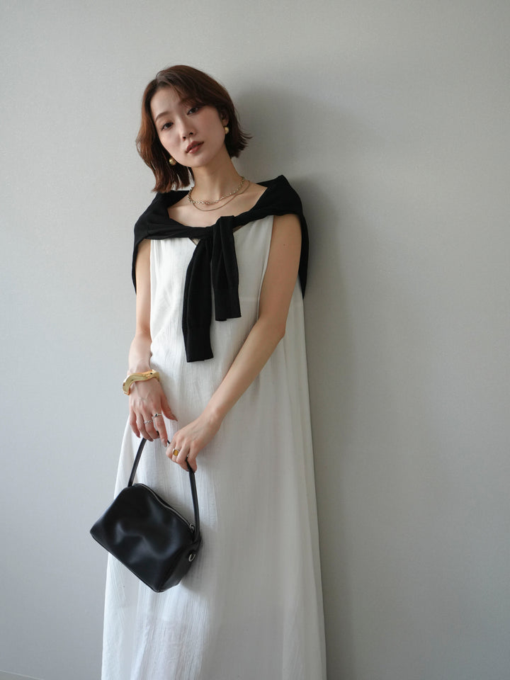 [予約]ラメツイストストラップVバックドレス/white