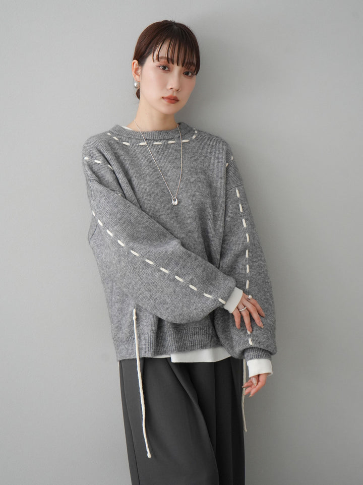 [預訂] 針織設計套頭衫/灰色