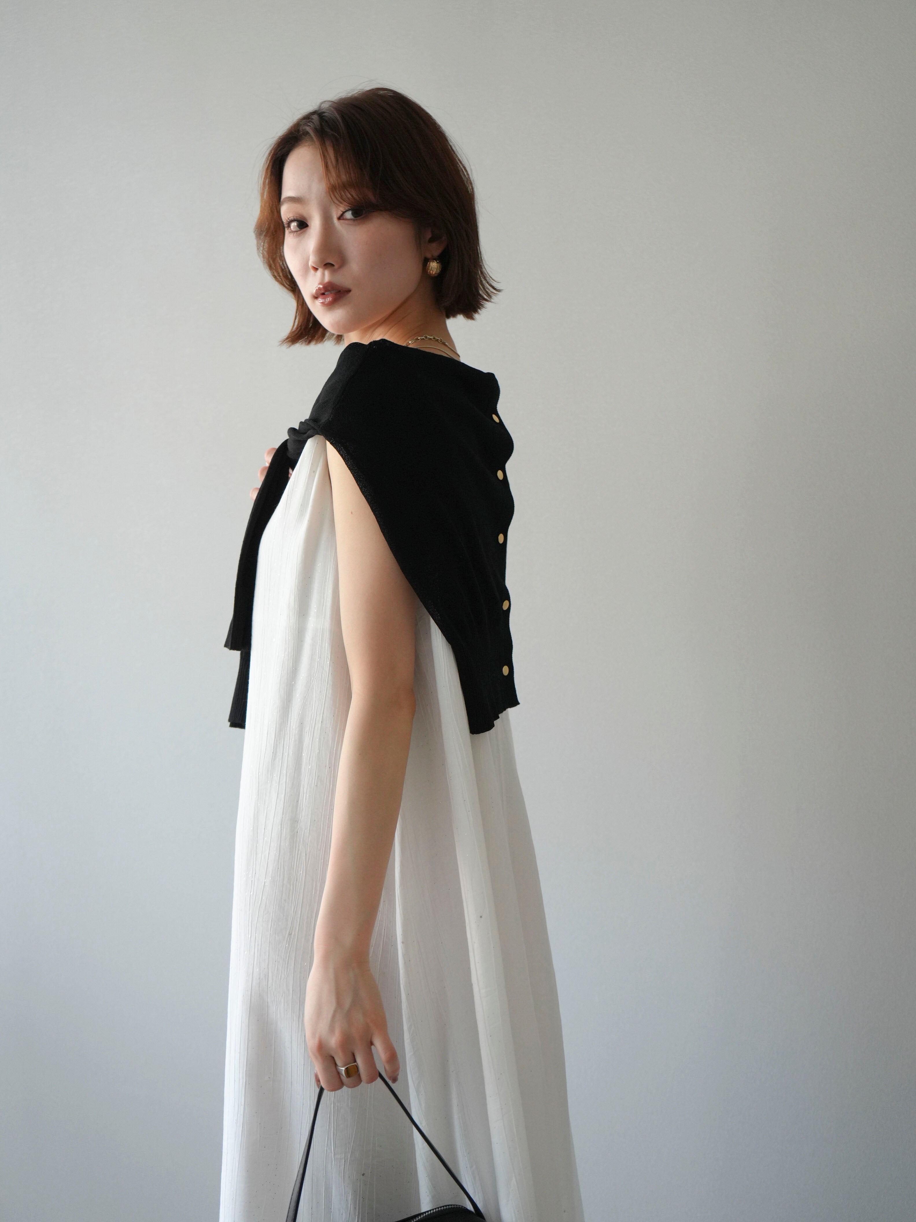 セントジョン カーディガン ニット 長袖 ラインストーン スタッズ ラメ S ONCILY（オンシェリー） カーディガン RHINESTONE KNIT POLO CARDIGAN