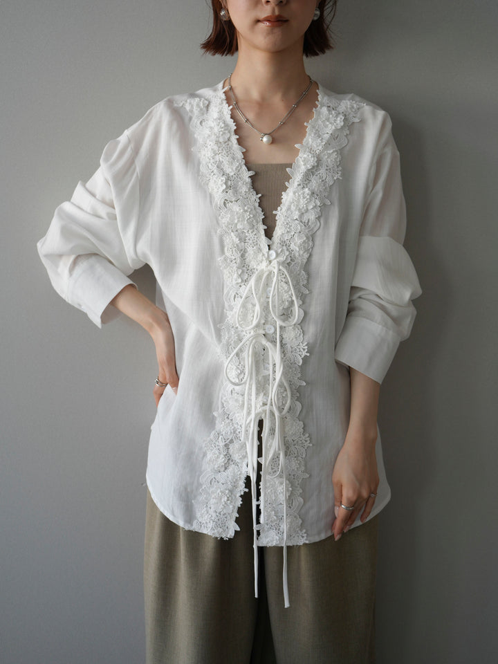 [SET]レースフロントリボンブラウス+選べるアクセセット(2set)