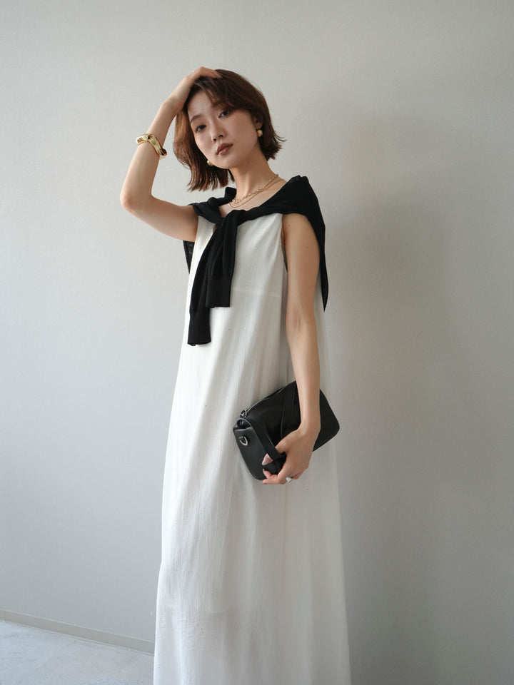 [予約]ラメツイストストラップVバックドレス/white