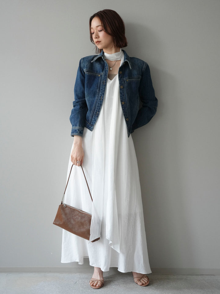 [予約]ラメツイストストラップVバックドレス/white